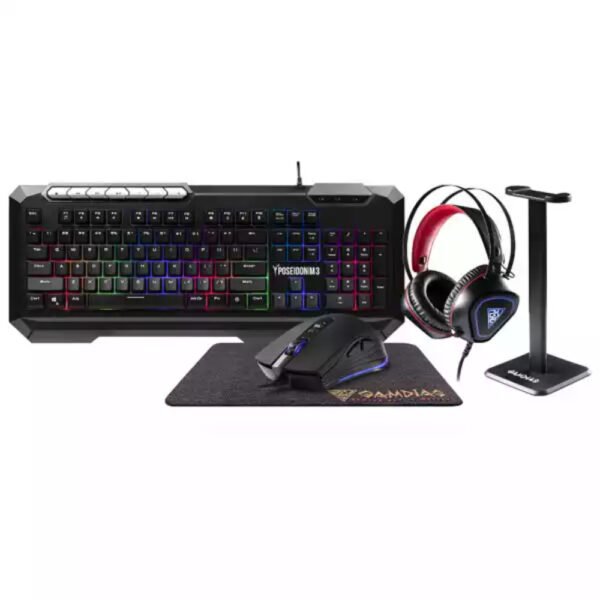 Set Tastatura + miš + podloga + slušalice + stalak Gamdias Poseidon M3 Combo