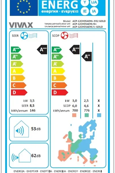 VIVAX COOL, klima uređaji, ACP-12CH35AEHI+ R32 SIVA OGLEDALO