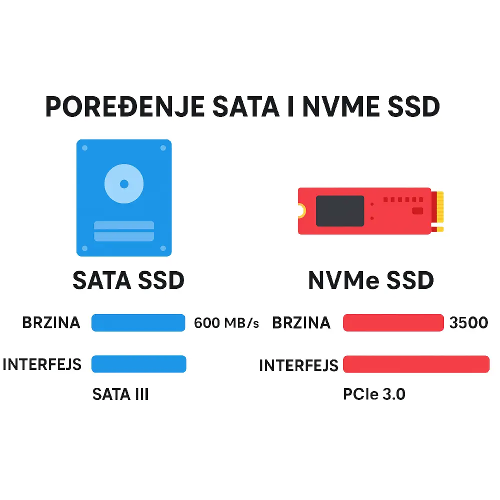 Poredjenje SATA i NVMe SSD diskova