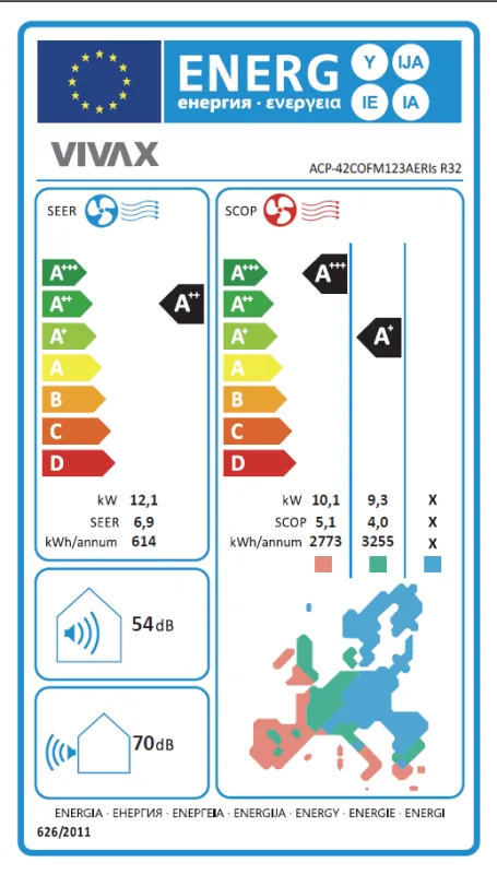 VIVAX COOL, klima ur.multi, ACP-42COFM123AERIs R32, spolj.