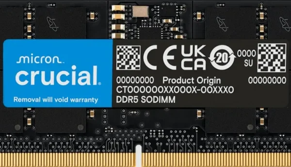 Crucial 8 GB DDR5 5600 MHz SO-DIMM RAM – 8QCT8G56C46S5