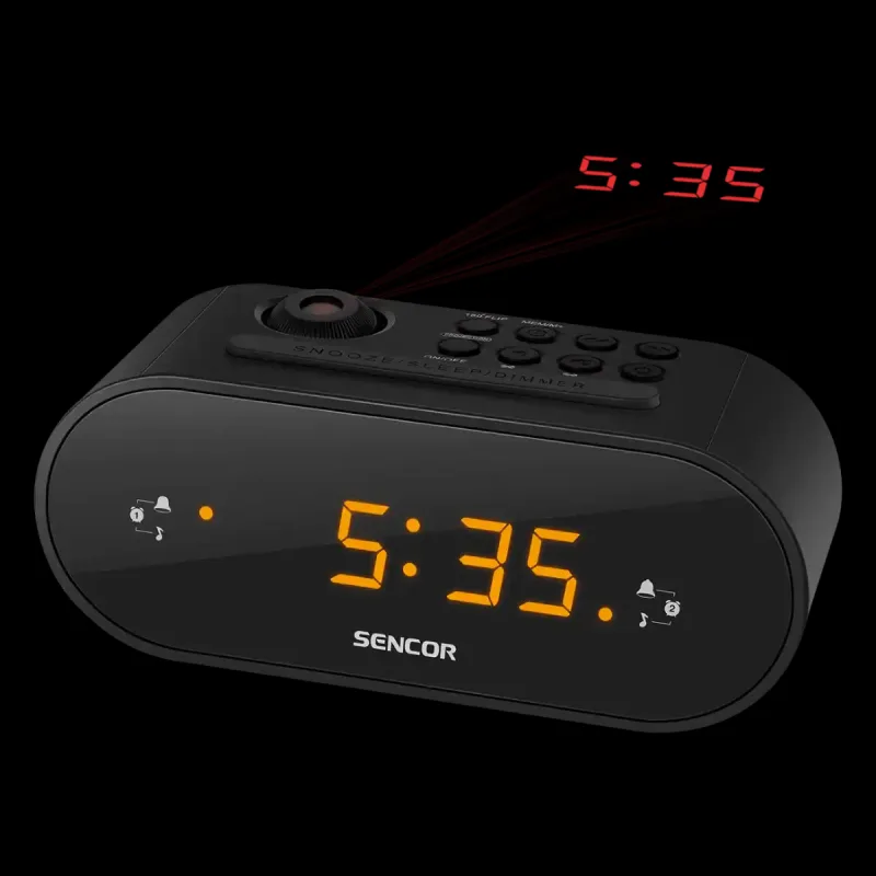 Radio budilnik Sencor SRC 3100 B sa projektorom vremena, FM, crni