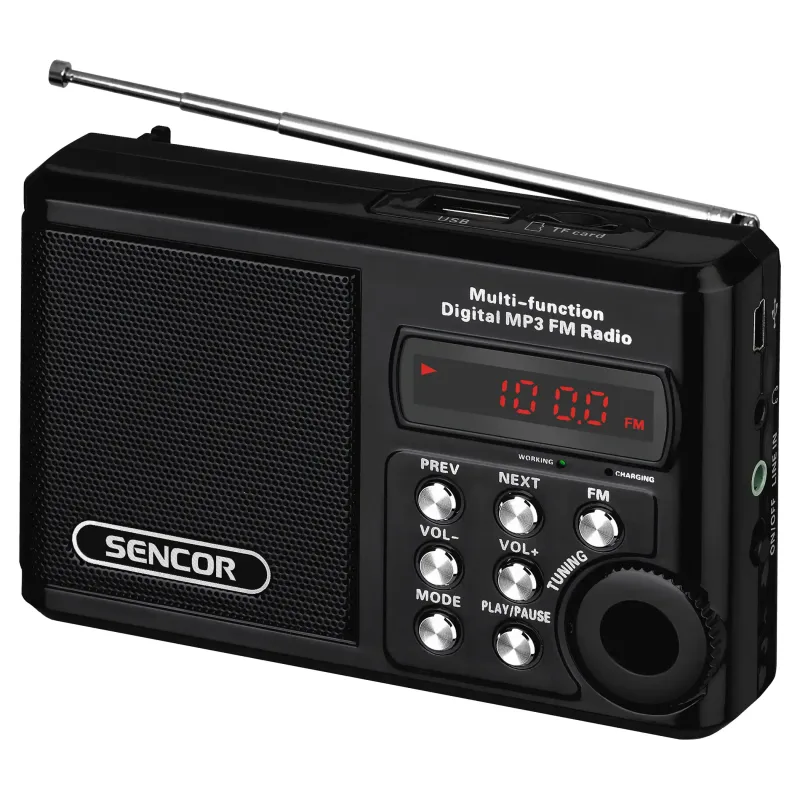 Radio Sencor SRD 215 B, FM, USB/microSD, MP3, crni