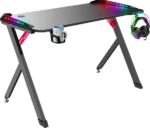 Defender Spirit gaming sto 120 × 60 × 75 cm, crni, sa osvetljenjem