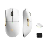 MCHOSE K7 Ultra White Gold bežični gaming miš, PAW3950, Omron mehanički prekidači
