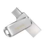 SanDisk Ultra Dual Drive Luxe USB memorija, 64 GB, USB-C i USB-A, srebrna