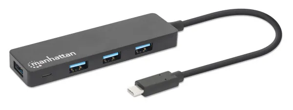 31408 USB-C HUB 4port Manhattan 164924 3.2 G1, 5Gbps, Crni