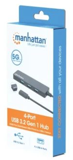 USB-C HUB 4port Manhattan 164924 3.2 G1, 5Gbps, Crni – slika 3