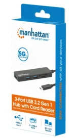 USB-C HUB 3port Manhattan 164948 3.2 G1, 5Gbps, CR, Crni – slika 4