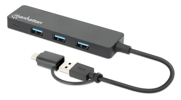 USB-C HUB 4port Manhattan 180863 3.2 G1+USB-C, 5Gbps, Crni
