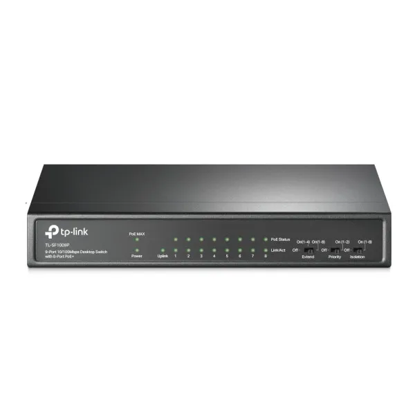 33331 PoE mrežni svič (Switch) TP-Link TL-SF1009P 9-portni 10/100 Mbps (8x PoE+ 65W) Desktop neupravljivi - Slika 1