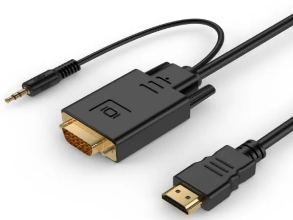 Gembird HDMI to VGA and audio adapter cable, single port, 1,8m, black (A-HDMI-VGA-03-6)