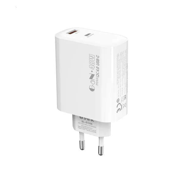 Strujni adapter S-link SL-EC68 45W PD30W, QC 18W USB-A, USB-C Brzo punjenje