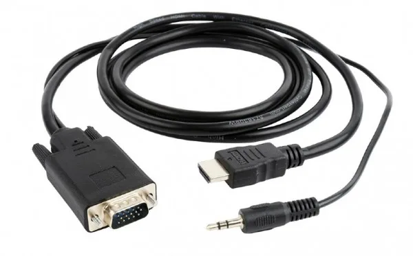 Gembird HDMI to VGA and audio adapter cable, single port, 3m, black (A-HDMI-VGA-03-10)