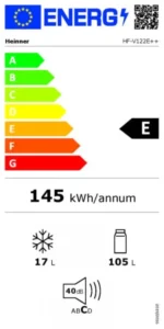 Frižider HEINNER HF-V122E++ 122l (105+17l), 54x83,8x59,5 beli – slika 3