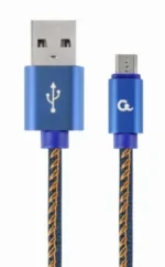 Gembird Premium jeans (denim) Micro-USB cable with metal connectors, 1 m, blue (CC-USB2J-AMmBM-1M-BL)