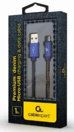 Gembird Premium jeans (denim) Micro-USB cable with metal connectors, 1 m, blue (CC-USB2J-AMmBM-1M-BL) - Slika 2