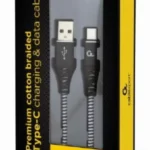 Gembird Premium cotton braided Type-C USB charging - data cable,1 m, black/white (CC-USB2B-AMCM-1M-BW)