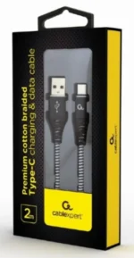 CC-USB2B-AMCM-2M-BW Gembird Premium cotton braided Type-C USB charging -data cable,2m, black/white - Slika 2