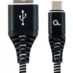 Gembird Premium cotton braided Micro-USB charging - data cable,1m, black/white (CC-USB2B-AMmBM-1M-BW)