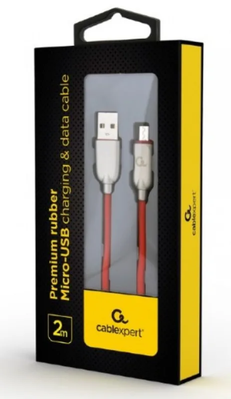 Gembird Premium rubber Micro-USB charging and data cable, 2m, red (CC-USB2R-AMmBM-2M-R)