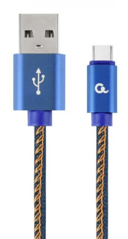 Gembird Premium jeans (denim) Type-C USB cable with metal connectors, 2 m, blue (CC-USB2J-AMCM-2M-BL)