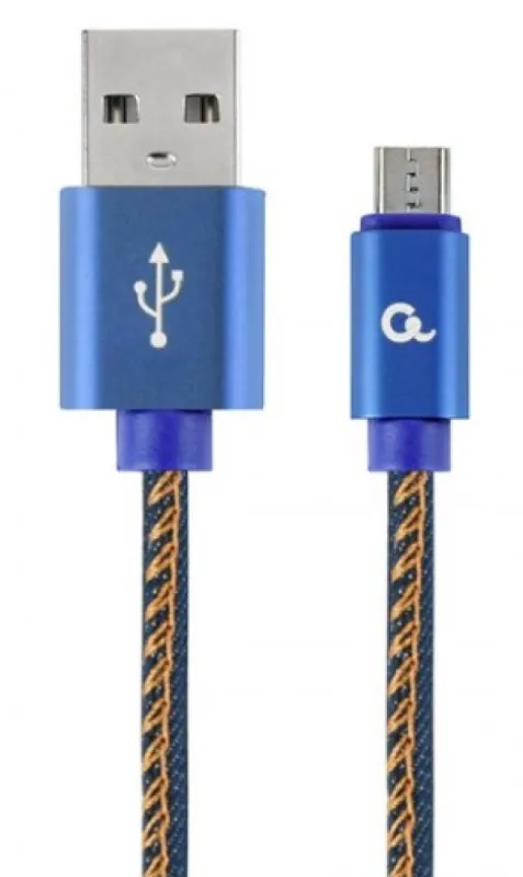 Gembird Premium jeans (denim) Micro-USB cable with metal connectors, 2 m, blue (CC-USB2J-AMmBM-2M-BL)