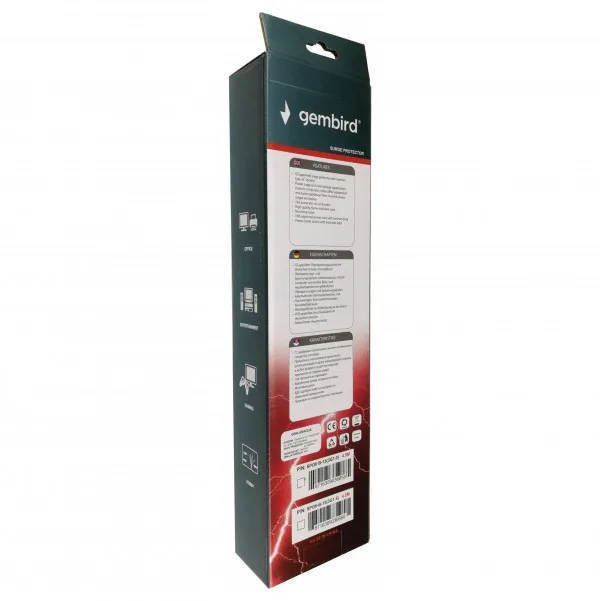 SPG6-B-15 (3G1.0) ** Gembird produzni kabl sa zastitom 6 uticnica (3x1.0mm) 4.5m black(567)