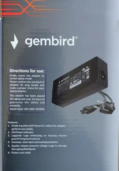 NPA90-190-4740 (HP11) Gembird punjač za laptop 90W-19V-4.74A, 7.4x5.0mm black PIN