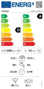 Mašina za pranje i sušenje veša HEINNER HWDM-H10614A 10kg, 6kg, 1400o – slika 2