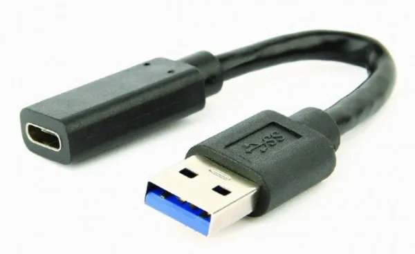 38402 Gembird USB 3.1 AM to Type-C female adapter cable, 10 cm, black (A-USB3-AMCF-01)