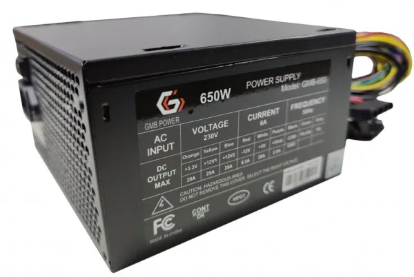 GMB-650-12 sa kutijom Gembird napajanje 650W 12cm FAN,20+4pn,4pin,3xSATA,1xIDE 4-pin, 6-pin(1639)