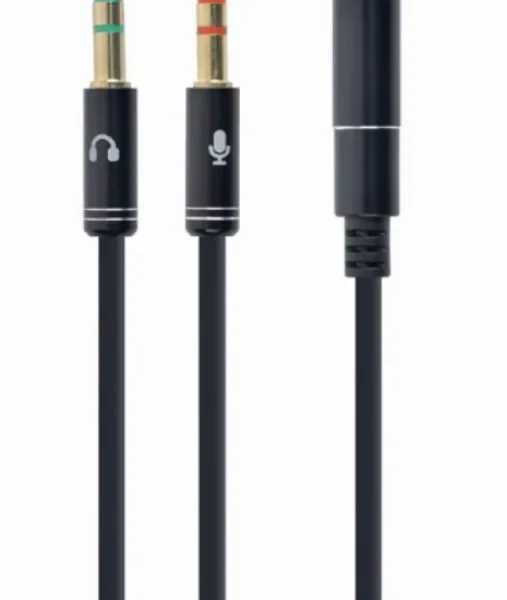 Gembird 3.5mm Headphone Mic Audio Y Splitter Cable Female to 2x3.5mm Male adapter, Metal (CCA-418M)