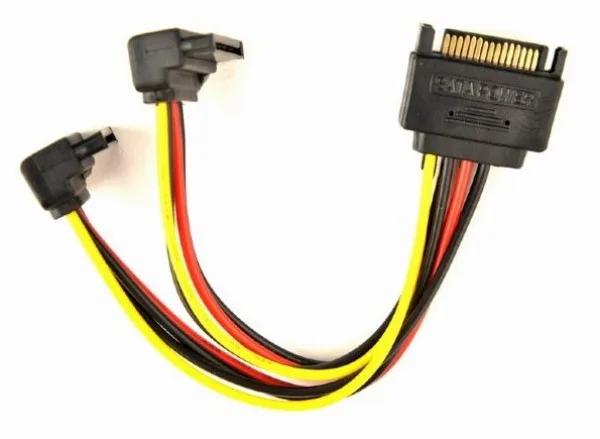 Gembird SATA power splitter cable with angled(90) output connectors, 0.15 m (CC-SATAM2F-02)