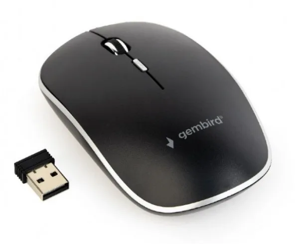 Gembird Necujni bežični miš 2,4GHz opticki USB 800-1600Dpi black 115mm (MUSW-4BS-01)