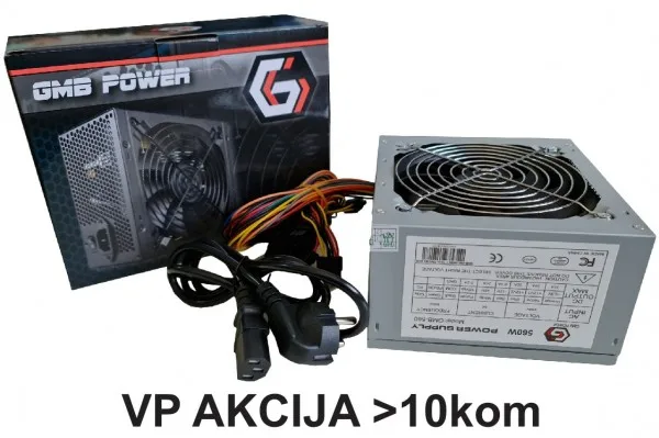 GMB-560-12 sa kutijom Gembird napajanje 560W 12cm FAN, 20+4pin, 2xSATA 2xIDE 4-p.