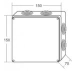 Razvodna kutija sa gumenom zaptivkom ME-K150x150x70mm (8uvodnica) IP65 - Slika 2