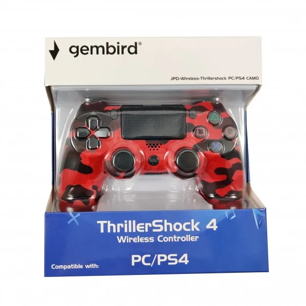 JPD-Wireless-Thrillershock PC/PS4 CAMO RED Gembird Bežični gamepad sa dvostrukom vibracijom v2