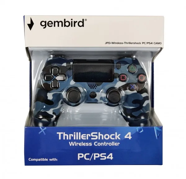 JPD-Wireless-Thrillershock PC/PS4 CAMO BLUE Gembird Bežični gamepad sa dvostrukom vibracijom v2