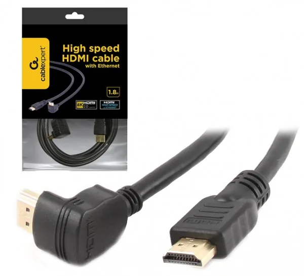 Gembird HDMI kabl 4K UHD, Ethernet, konektor pod uglom 90 stepeni 1,8m (CC-HDMI490-6)