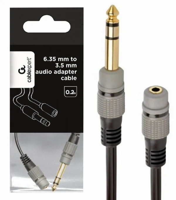Gembird 6.35mm to 3.5mm audio adapter cable, 0.2m (A-63M35F-0.2M)