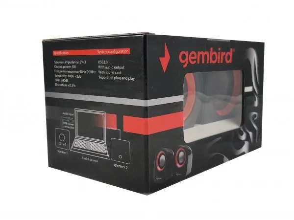 Gembird Stereo zvučnici Orange/Black, 2 x 3W RMS USB pwr, 3.5mm kutija sa prozorom (SPK-107)