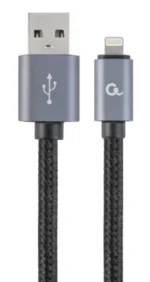 Gembird Cotton braided 8-pin cable with metal connectors, 1.8 m, black, blister (CCB-mUSB2B-AMLM-6)