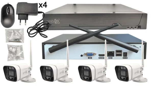 GMB kamera 3 mpix set wifi 4 kamere full color app HI EASY sa mikrofonom (CAM-IP3MP-WiFiKITXM4)