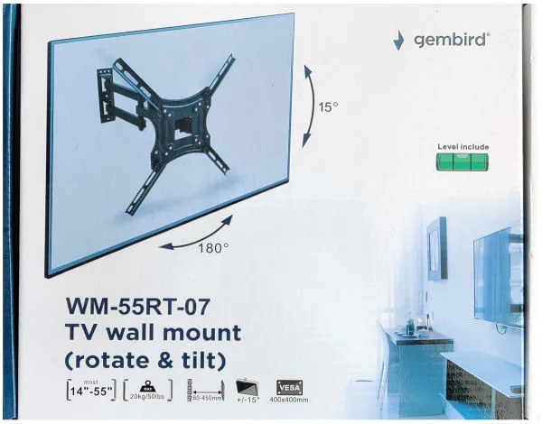 Gembird rotate/tilt VESA max. 40x40cm 14-55 max.20kg (WM-55RT-07)