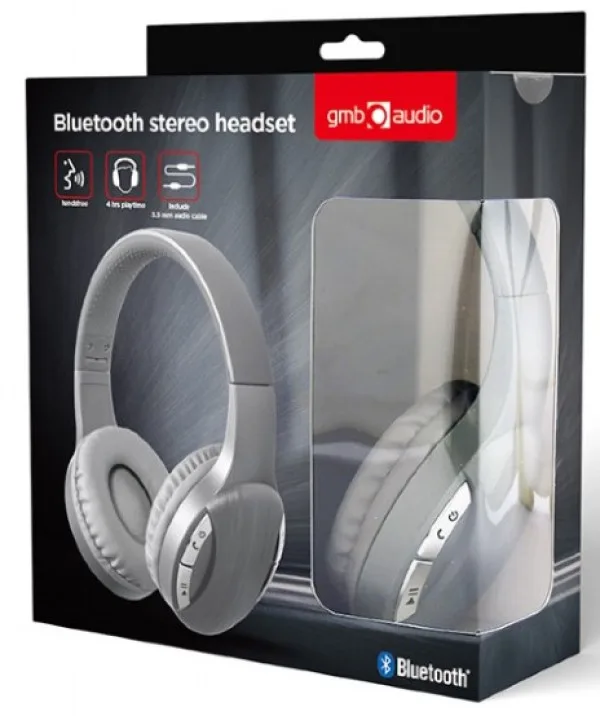 Gembird Bluetooth stereo Slušalice sa mikrofonom, Silver (BTHS-01-SV)