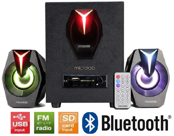 Microlab G100BT Aktivni zvučnici 2.1 11W (5W,2x3W) 3,5mm, SD, USB, FM, Bluetooth, daljinski, LED