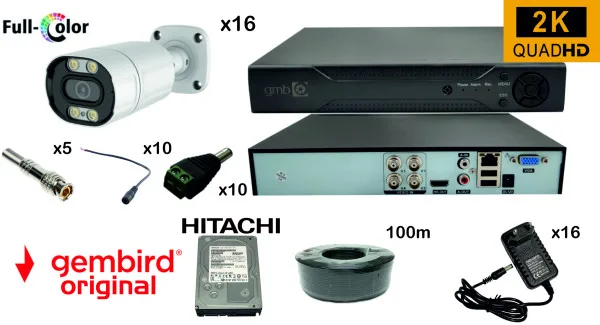 51534 GMB-03 Set kamera za video nadzor 3tbHDD +16x CAM-AHD5MP-HAU60W rg59+100m bnc+dc konekt full color