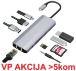Gembird USB Type-C 9in1 multi-port adapter USB-C+HUB+HDMI+PD+card+RJ45 Gbit (A-CM-COMBO9-03)
