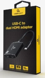 Gembird USB-C to dual HDMI adapter, 4K 60Hz, black (A-CM-HDMIF2-01) - Slika 3